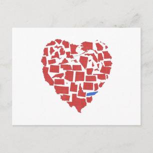 American States Heart Mosaic Tennessee Red Postcard