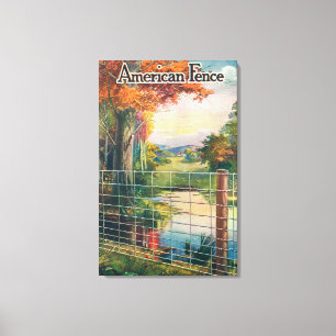 American Steel & Wire Co Fence Roadside Scene Canvas Print