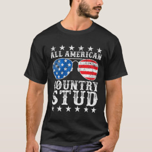 American Stud Boy Country 4th Of July Usa Flag Gif T-Shirt
