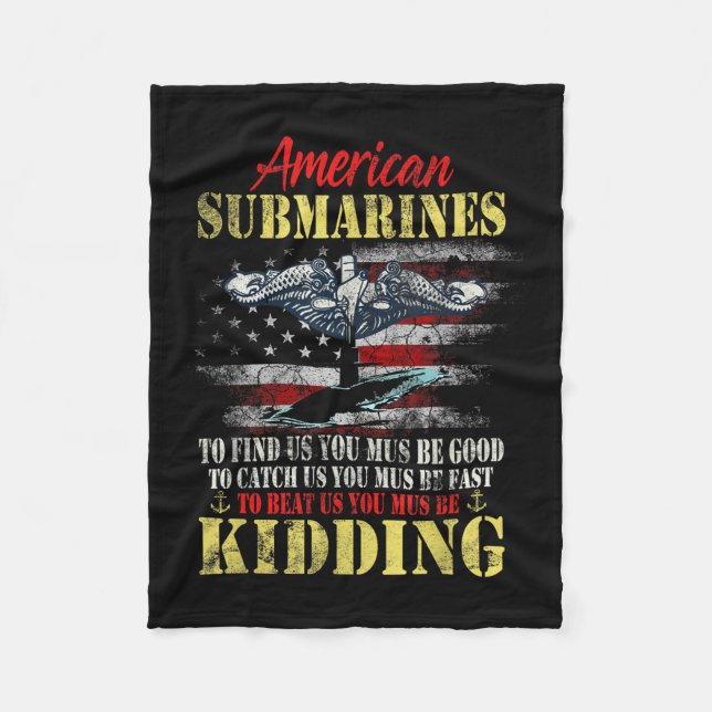 American Submarines Veteran Kidding Silent Service Fleece Blanket (Front)