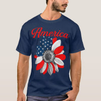 American Sunflower Blessed Thankful christian tee