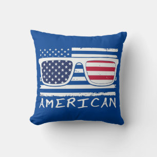 AMERICAN SUNGLASSES funny July 4th Throw Pillow