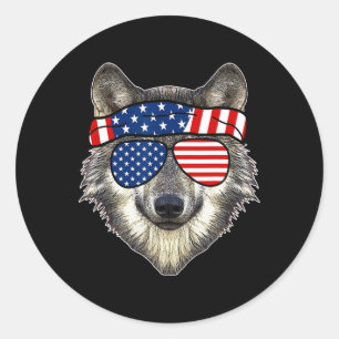 American Sungles Wolf 4th Of July Awesome Usa Gift Classic Round Sticker