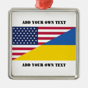 American support towards Ukraine Throw Pillow Metal Ornament