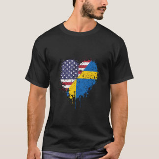 American Swedish America Usa Sweden Flag Love He S T-Shirt