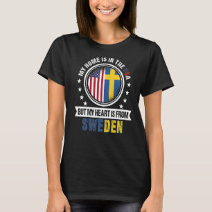 American Swedish Flag Heart from Sweden American P T-Shirt