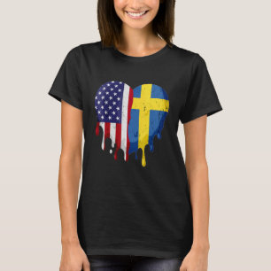 American Swedish Heritage Month Sweden Flag Heart T-Shirt