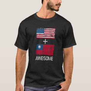 American + Taiwanese Awesome Usa And Taiwan Flags  T-Shirt