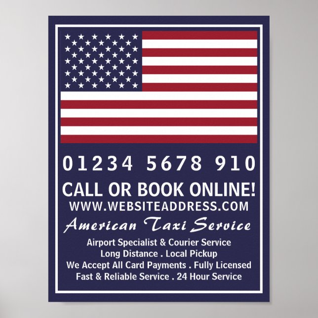 American Taxi Firm Flag Advertising Poster (Front)
