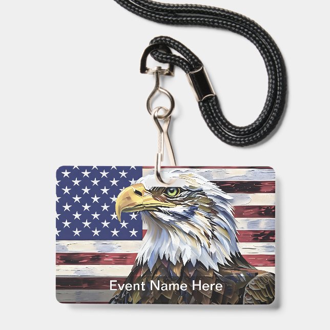 American Theme Budget Event Badges (Back with Lanyard)
