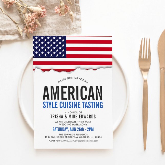 American Themed Cuisine | Party Flag White Invite (Creator Uploaded)