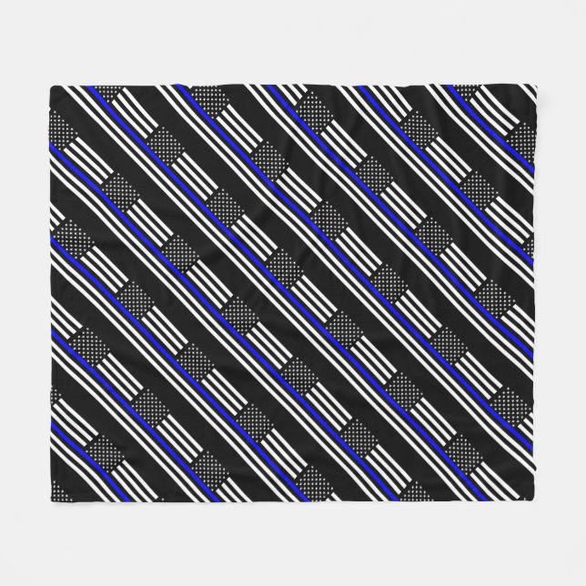 American Thin Blue Line Decor Fleece Blanket (Front (Horizontal))