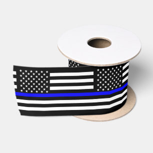 American Thin Blue Line Decor Satin Ribbon