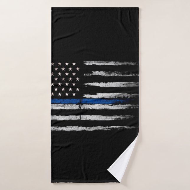 American Thin Blue Line flag Bath Towel (Bath Towel)