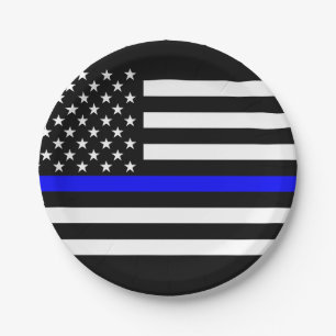 American Thin Blue Line Graphic Decor Paper Plate