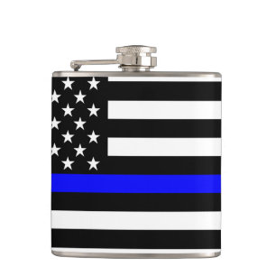 American Thin Blue Line Graphic Hip Flask