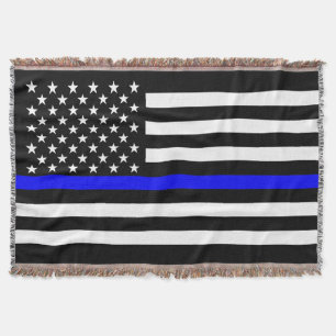 American Thin Blue Line Graphic Throw Blanket