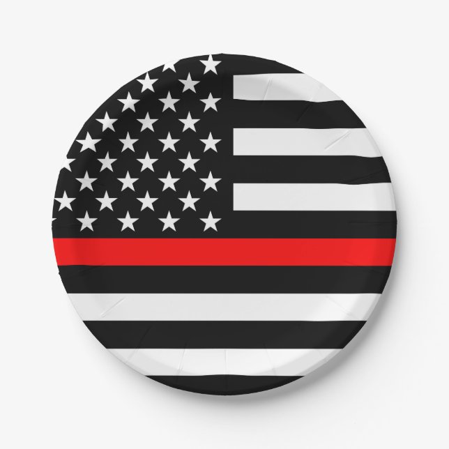 American Thin Red Line Graphic Decor Paper Plate (Front)