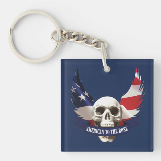 American to the Bone Skull Keychain (Front)