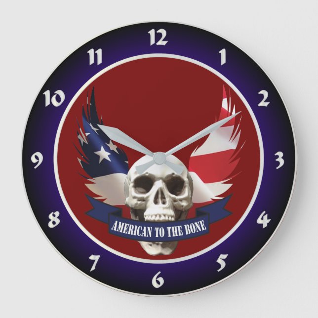 American to the Bone Skull Large Clock (Front)