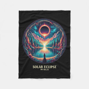 American Totality April 8 2024 Mystic Total Solar  Fleece Blanket