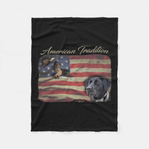 American Tradition Waterfowl Duck Hunting Dog Blac Fleece Blanket