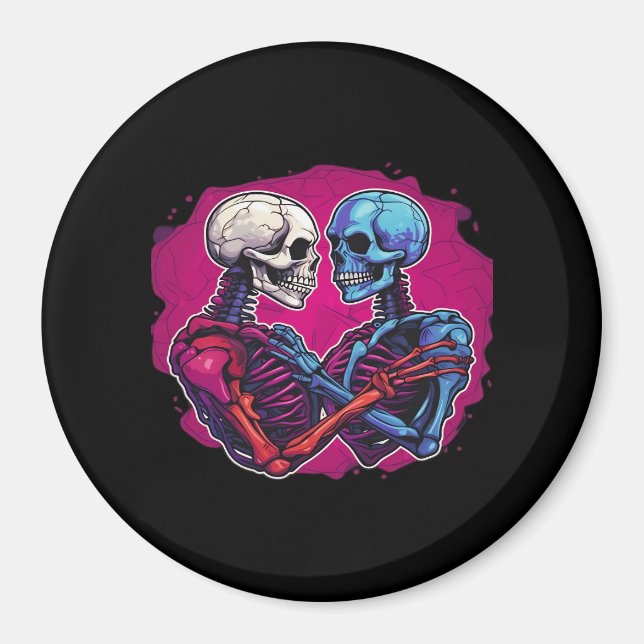American Traditional Skeleton Holding Hands Tattoo Magnet (Front)
