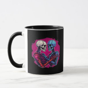 American Traditional Skeleton Holding Hands Tattoo Mug