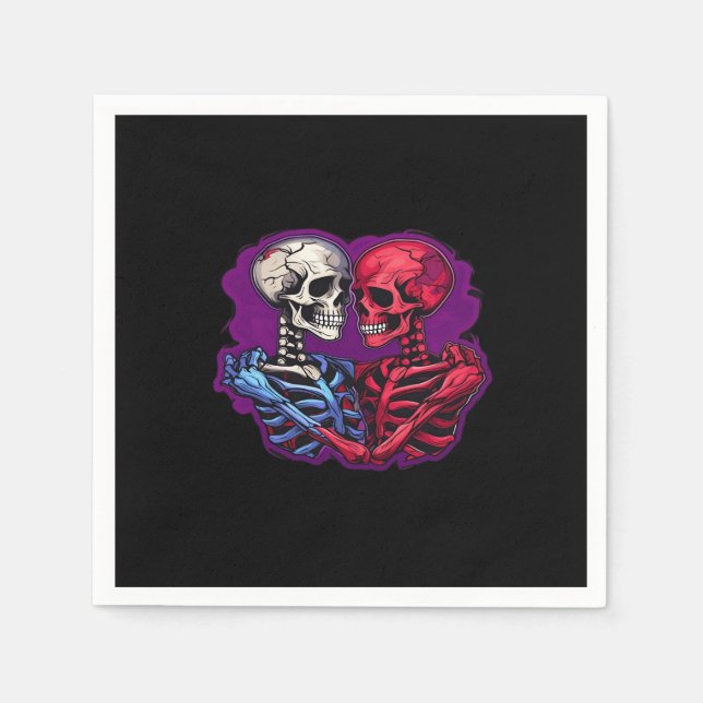 American Traditional Skeleton Holding Hands Tattoo Napkin (Front)
