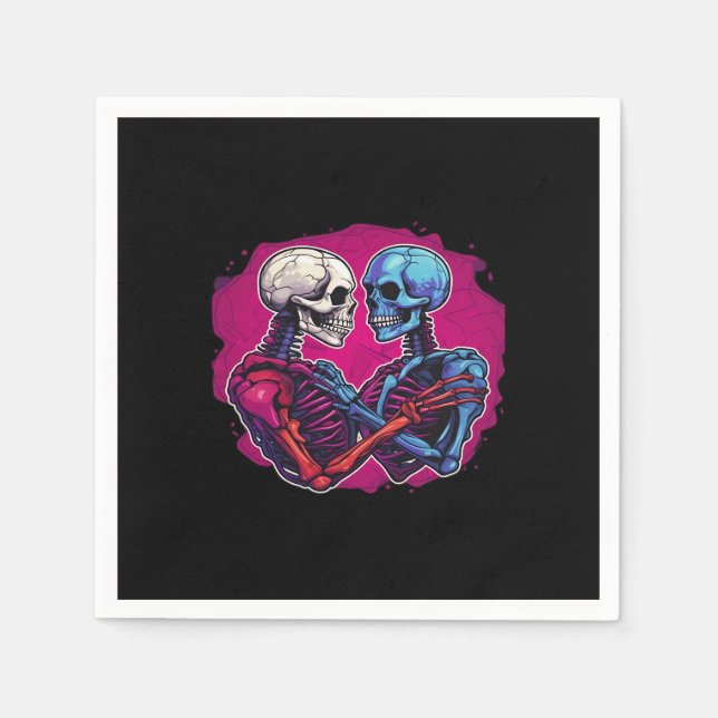 American Traditional Skeleton Holding Hands Tattoo Napkin (Front)