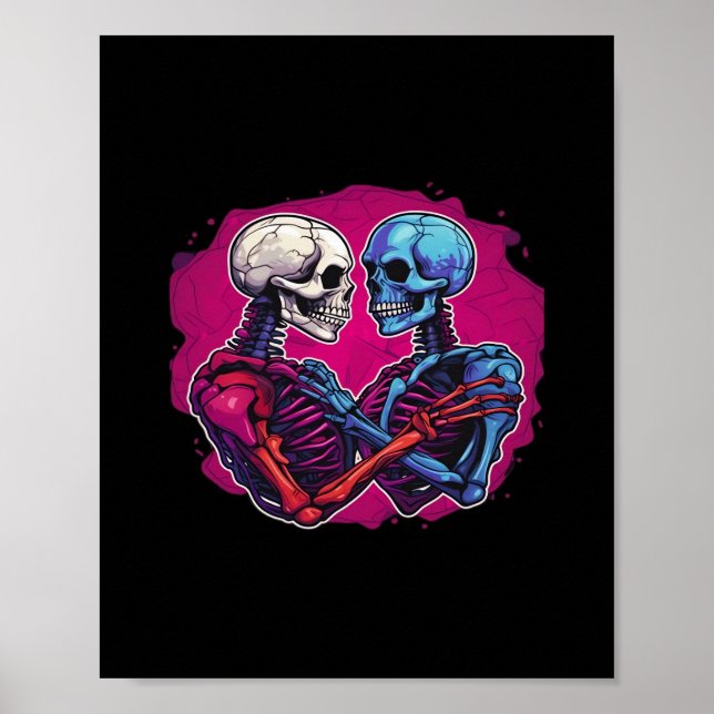 American Traditional Skeleton Holding Hands Tattoo Poster (Front)