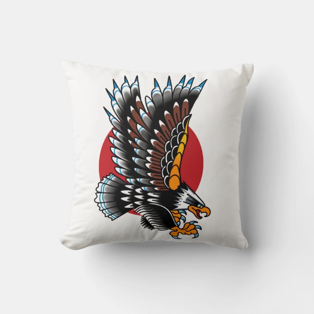 American Traditional Tattoo Eagle Old School Throw Pillow (Front)