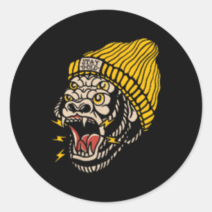 American Traditional Tattoo Gorilla Alternative Ol Classic Round Sticker