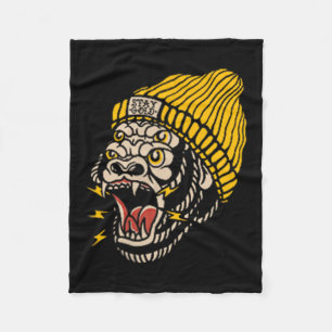 American Traditional Tattoo Gorilla Alternative Ol Fleece Blanket