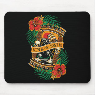 American Traditional Tattoo Old School Flash Skull Mouse Pad