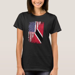 American Trini Roots Half USA Trinidad & Tobago Fl T-Shirt