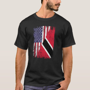 American Trini Roots Half USA Trinidad & Tobago Fl T-Shirt