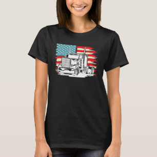 American Truck Driver Patriotic US Flag Semi Trail T-Shirt