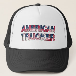 American Trucker Letters Flag Patriotic Road Hat