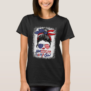 American Trump Girl 4th Of July Messy Bun Pro Trum T-Shirt