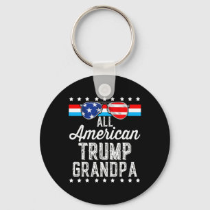 American Trump Grandpa American Flag Sungles Trump Keychain