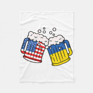 American Ukraine Flag Beer Mug Ukrainian Heritage Fleece Blanket