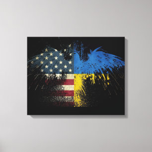 American Ukrainian Flags Canvas Print