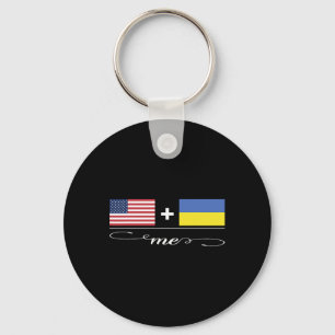 American + Ukrainian = Me Usa And Ukraine Flags Keychain