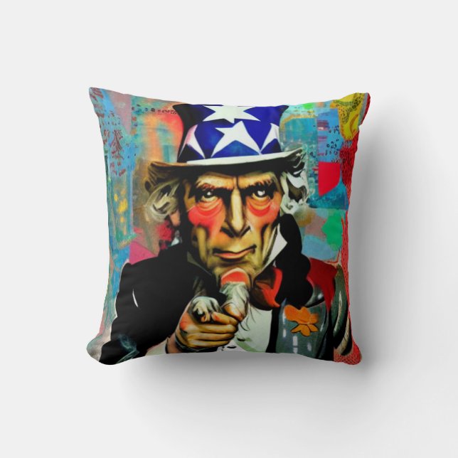 American Uncle Sam Throw Pillow (Front)