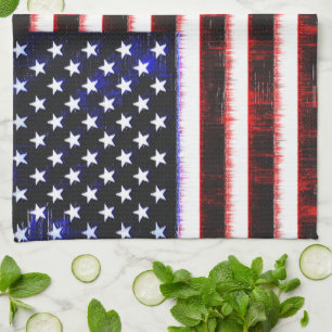 American United States - USA flag, notched drizzle Kitchen Towel