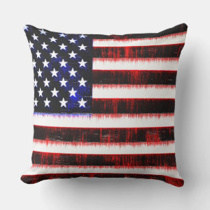 American United States - USA flag, notched drizzle Throw Pillow