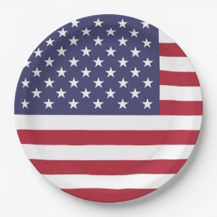 American United States USA Flag Paper Plate