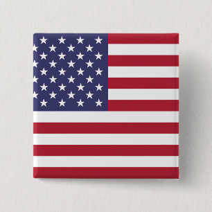 American United States USA Flag Square Button