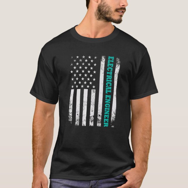 American US Distressed Flag Electrical Engineer En T-Shirt (Front)
